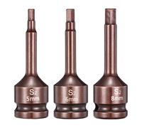 3pcs per 1/2" Drive Impact Hex Bit Socket 5+6+8mm S2 Steel 3" Esagonale