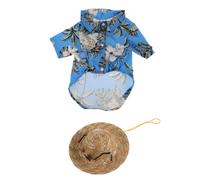 3pcs Pet Dog Summer Shirt Camicia Paglia Cappello e occhiali da sole Set PET