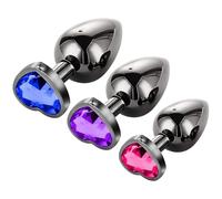 3PCS Plug anale da donna uomo Anale Piastra metallica Kit anal plug Pezzi per uomini,S+ M+ L Set Sex Toy,con Lusso Cuore Forma diamante di per uomo donna Principianti Giocattoli del Sesso