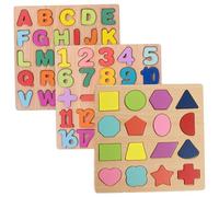 3pcs puzzle in legno, alfabeto a forma e puzzle, giocattoli per le attività di apprendimento in materia di scuola materna per 1 2 3 4 Ragazza da 5 anni