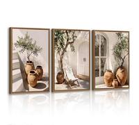3Pcs Quadri Moderni Rustico Natura Morta Botanica Stampa Su Tela Con Cornice, Rustico Alberi in Un Vaso Stampe Da Parete Vintage Poltrona Scala Quadro Decor Per Soggiorno Camera da letto 30x40cmx3
