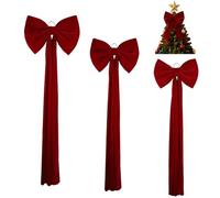 3PCS Red Velvet Bows for Christmas Tree, Giant Burgundy Large Velvet Christmas Bows Decor, Transform Your Home with Elegant Accents (Red,3PCS)