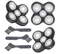 3PCS Replacement Blades for Freebird Head Shaver, Flex Series Shaver Heads Compatible with Freebird Shaver,5 Blades Shaver Heads for Freedom Grooming, Bald Men Electric Razor Heads with Cleaning Brush