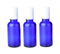3pcs ricaricabile vuote bottiglie di vetro Roll-On rullo blu con sfere in acciaio INOX a rullo e tappo bianco per olio essenziale di profumo labbro balsami Attar contenitore da viaggio