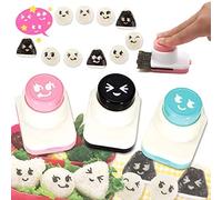 3PCS Rice Ball Embosser Face Stylist Ingredients Stampers Nori Bento Rice ball Molds, DIY Sushi Tool Seaweed Nori Punch, Onigiri Mould Multiple Expressions Maker Bento Box Decoration.