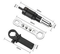 3PCS Rivettatrice Kit Adattatore per Auto Potenza Trapano Con Vari Cuciture Head