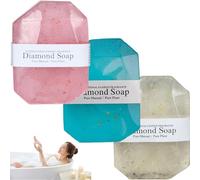 3pcs sapone di diamanti, sapone per olio da bagno a forma di gemma naturale a forma di gemma, sapone di olio essenziale profumato botanico, sapone da bagno in lamiera d'oro per donne e uomini