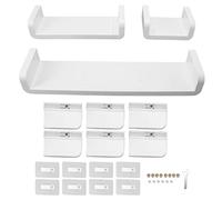 3pcs Scaffali per portaoggetti montati in plastica bianca in plastica per la parete per il bagno senza perforazione non organizzatore di scaffalature adesive con opzioni multile