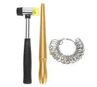 3pcs / Set Mandrino Sizer Dito Misuratore Bastone, Manico Martello Strumento Gioielli, Dito Bastone Anello Nuziale Tester Righello, Anello Dito Manometro Gauge