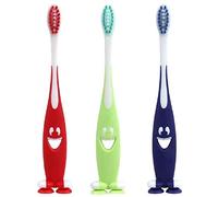 3pcs / set Smiley spazzolino morbido sveglio di disegno con i piedi del basamento di aspirazione (Color : Silver)