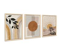 3Pcs Stampa su Tela Con Cornice Boho Metà Secolo Moderno Pittura Quadri su Tela Piante Naturali Sole del Deserto Quadri Moderni Soggiorno Camera da Letto Casa 30x40cm x3pcs (Senza Plexiglass)