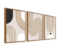 3Pcs Stampa su Tela Con Cornice Boho Minimalista Astratto Quadri su Tela Poster da Parete Caramello Beige Metà Secolo Geometrico Quadri Moderni Soggiorno Camera da Letto Stampe da Parete 30x40cm x3pcs