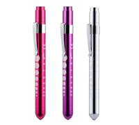 3PCS Torcia Penna LED Rosa, Viola, Argento, Penlight Lampada per Infermieri Riutilizzabili, Torce a Penna con il Calibro Della Pupilla, Luce LED con Ruler da 5 cm e Clip da Tasca