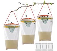 3PCS Trappola Acchiappa Mosche，GeeRic Acchiappamosche Esterno Non Tossica Inodore Trappole Mosche Zanzare Appeso Grande 20 * 28 CM per Antiparassitaria Giardino,Casa, Cucina,Interno