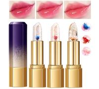 3pcs Trasparente Rossetto Gelatina Di Fiori Magia Balsamo Nutriente Di Durata Lucidalabbra,Gelatina Fiore Trucco Temperatura Rossetto Di Lunga Durata