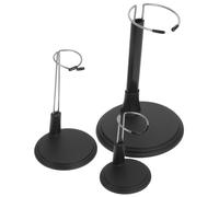 3Pcs Vertical Doll Display Stands PP Aluminum Alloy Black Reusable Doll Brackets