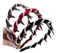 3Pcs Vintage High Cranium Artificial Pearl Hairband, 2025 New Elegant Pearl Headbands for Women Girls, Bridal Hair Hoop, Rhinestones Fashion Hair Accessories (3Pcs-B)