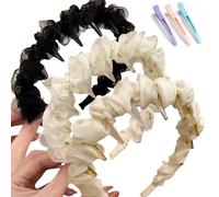 3PCS Vintage High Cranium Artificial Pearl Hairband - 2025 Women Elegant Braided Pearls Headbands with Teeth, Rhinestone & Artificial Pearl Hairbands, For Daily Wear, Party, Wedding (I)