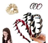 3Pcs Vintage High Cranium Artificial Pearl Hairband, Artificial Pearl Headbands with Teeth Hoop, Comfortable Elegant Headbands, Plastic Wavy Hair Band with Teeth (Pearl, One Size)