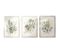 3pcs Watercolor Botanical Canvas Print Wall Art Sage Green Beige Wild Flowers Artwork Floral Bundle Modern Home Decor For Living(20x30cmx3)