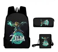 3PCS Zaino, astuccio per matite, personaggi del gioco, borsa messenger in tela, Stile 1, Taglia Unica