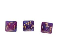 3PcsDadi runici, dadi di ruolo per giochi da tavolo, cielo stellato a 8 facce colori vivaci mistici astrologia, apprendimento, predizione, dadi, set per giochi da tavolo per adulti (Blu viola)