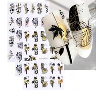 3pezzi 3D Fall Nail Stickers Gold Maple Leaf Flower Geometry Line Transfer Decals Nail Adhesive Sliders Autumn Manicure Decals Decorationsadesivi unghiestickers unghieadesiv nail art adesivi unghiesti