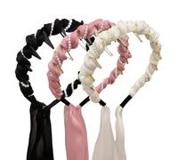3pezzi Cerchietto per capelli vintage con perle artificiali a forma di cranio alto,Eleganti cerchietti intrecciati con perle e denti,Cerchietto largo alla moda con perline e brillantini per donna (F)