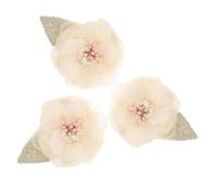 3pezzi Clip per Chioma Fiore in Garza Beige per Bambine