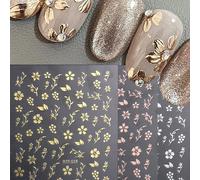 3pezzi Flowers Nail Art Stickers Gold Rosegold White Spring Summer Simple Florals Petals Leaf Self Adhesive Decorations Nail Decals For Nail Tips Friend Gift DIYadesivi unghiestickers unghieadesiv nai