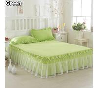 3Pezzi/Set Gonna Da Letto In Tulle A Righe Con Federe Copriletto Antiscivolo