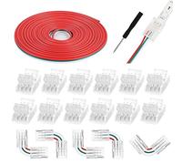 3pin 10 mm LED connettori senza saldatura, trasparente, connettori angolari con cavo di prolunga da 16,4ft, per strisce da ws2811 ws2812