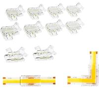 3pin 10mm COB LED Strip Connettore senza Gap o saldatore kit di connettore trasparente, compreso 8 connettori angolari a forma di L e 2 bar a barra strisce luminose fo10mm COB LED Strip Lights