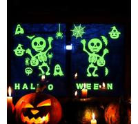 3pz Adesivi per Finestre Fosforescenti di Halloween, Adesivi per Finestre di Halloween Zucca Fantasma Scheletro Adesivi Luminosi di Halloween per Decorazioni Murali di Porte e Finestre
