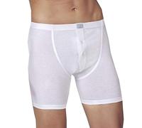 (3pz) Boxer Lungo con Bottoni in Cotone Aderente Nottingham (L, Bianco)