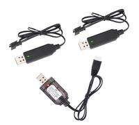3pz Cavi di Ricarica Usb Set, Connettori 3,7V SM-2P e 7,4V XH-3P con Indicatore per Auto RC Droni Pistole a Gel e Pistole a Bolle