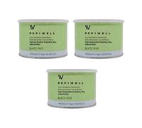 3pz Cera depilatoria brasiliana senza strisce Depiwell Black Brazilian Wax 400ml
