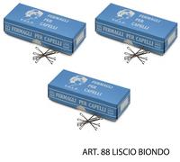 3pz FERMAGLI FERRETTINI per Capelli PROFESSIONALI art.88 LISCIO BIONDO 5cm 500gr