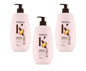 3pz KALODERMA Argan Illuminante Crema Corpo Fluida tutti i tipi di pelle 400ml