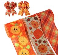 3pz Nastri Autunnali, Set di Nastro Autunnale da 5,49m Nastro di Lino Colorato di Zucca del Ringraziamento per il Ringraziamento Creazione di Fiocchi per Ghirlande Confezioni Regalo