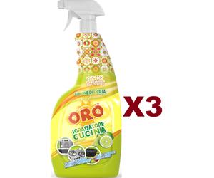 3PZ ORO SGRASSATORE CUCINA IGIENIZZA E SGRASSA AL LIMONE DI SICILIA SPRAY 750ML