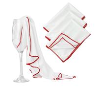 3Pz Panno Vetri Senza Aloni,Panni Total Clean Panno In Microfibra,Senza Striature,Senza Pelucchi,Superfici Lucide,Total Clean Pulizia,Bianchi Con Bordo Rosso,Pulizia Occhiali,Asciugamani