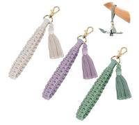 3Pz Portachiavi in Macramè Portachiavi Intrecciato Boho Cordino Laccio da Polso Cinturino Portachiav per Chiavi, Portachiavi Corda Intrecciata, Portachiavi da Polso Donna per Chiavi Appendere Gioielli