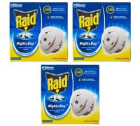 3pz RAID NIGHT & DAY Anti Zanzare Comuni e Tigre diffusore + ricarica no profumo