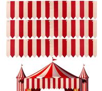 3pz Sospeso Decorazioni Circo Tendoni, Poliestere Decorazioni Tema Circo Tendoni Striscione a Righe Bianche e Rosse con Corde per Festa di Halloween e Celebrazione del Carnevale