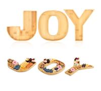 3pz Vassoio da Piatto JOY, Set di Piatti da Portata Lettere di Legno per Salumi Natalizi per Natale Casa Snack Frutta Cibo Torta Biscotti Articoli per Feste