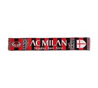 3R SPORT SRL Sciarpa Ufficiale Milan Modello Stadio San Siro 100% Acrilico Rosso Nero Unisex Prodotta su Licenza del Club, Taglia unica