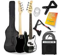 3rd Avenue Basso Elettrico 3/4 Mini Kit Ampli 15W, Nero | Basso 3/4 scala corta, ampli 15W con uscita cuffie per suonare in silenzio; borsa, cavo, tracolla, supporto e corde incluse