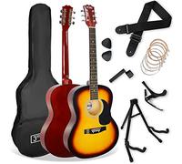 3rd Avenue Chitarra Acustica 4/4 Kit Premium, Sunburst | Borsa, supporto, tracolla, capotasto, plettri, corde di ricambio e giracorde inclusi