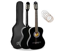 3rd Avenue Chitarra Classica 4/4 Kit Principianti, Corde Nylon, Nero | Chitarra spagnola con borsa e corde di ricambio. Le corde in nylon sono delicate sulle dita - dai 12 anni